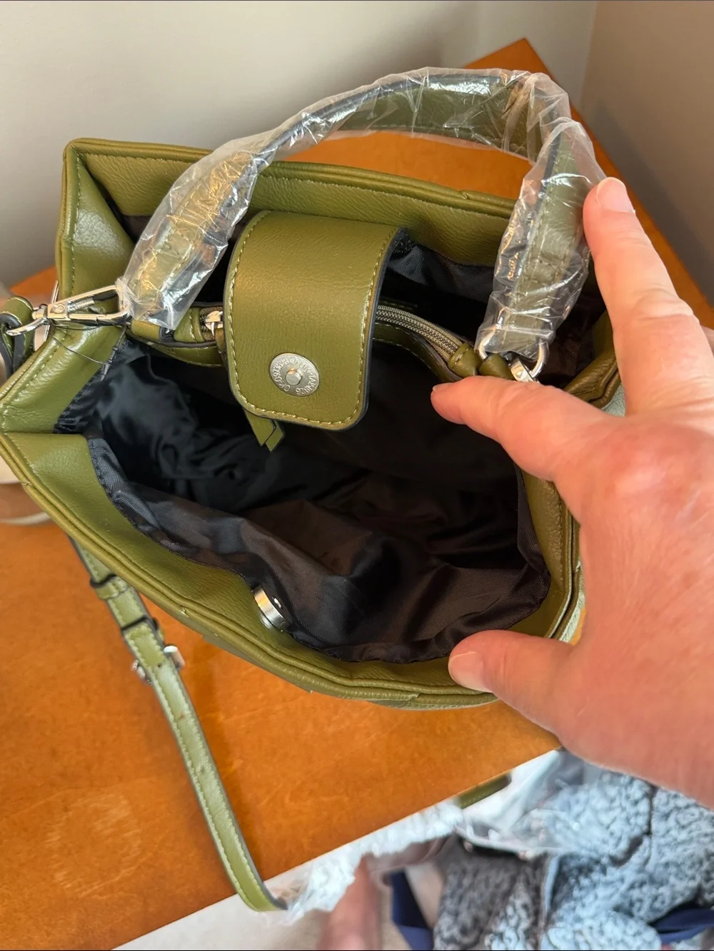 Tahari Olive Quilted Crossbody with Adjustable Strap